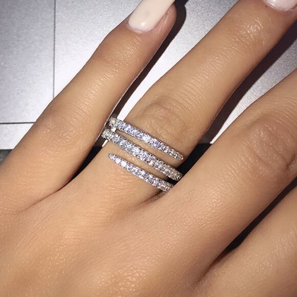 💞Fever Macro Pave Beautiful Thin Stackable Rings for Women, MARR9197 - Picture 3 of 6